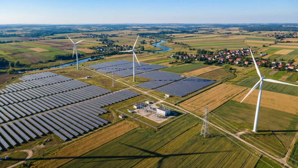 Cable pooling - wspoldzielenie przylacza przez farme PV i wiatraki